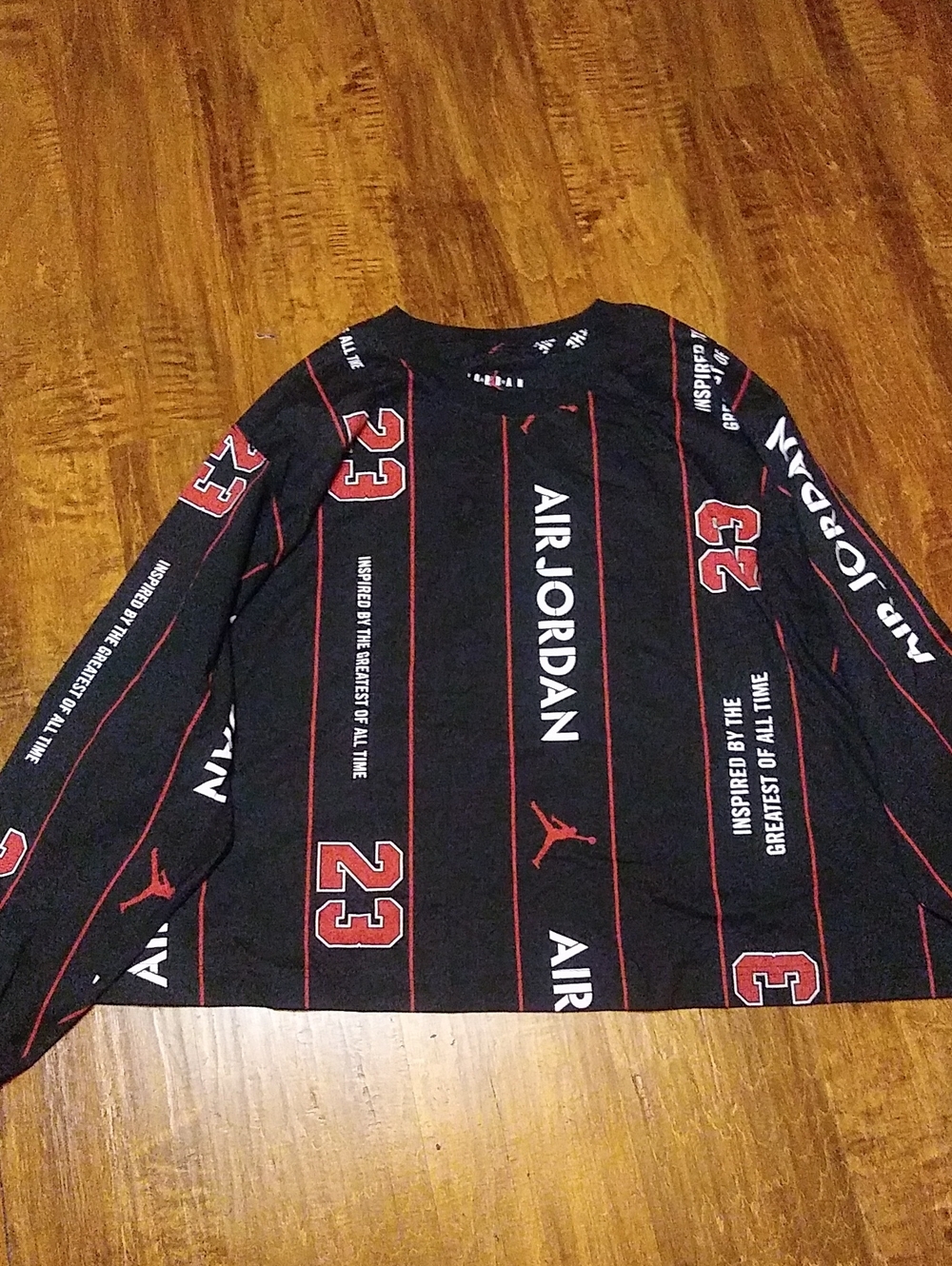 Jordan Black Long-Sleeve Graphic Tee with Red Accents